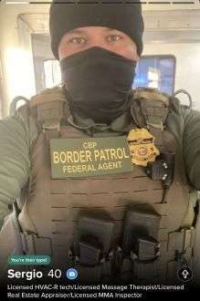 Individual wearing CBP Border Patrol tactical gear