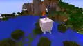 Ein Spieler reitet auf einem Ghast