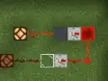 Schaltung, die zeigt, dass einige Blöcke vom Redstone-Verstärker mit Strom versorgt werden können und andere nicht.