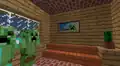 Ein Creeper-Gemälde in einer Hütte.