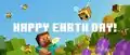 Bienen auf einem Banner zum Earth Day, der auf der offiziellen Minecraft Website zu finden ist