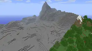 Links die reine Geländemodellierung, rechts mit Oberfläche (vorne Wald, hinten verschneite Berge)