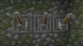 Natürlich vorkommende gemeißelte Steinziegel in einem Dschungeltempel
