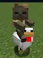 Ein Wüstenzombie-kind reitet auf einem Huhn