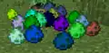 Verschiedene Spawn-Eier, die ihre alte Farbgebung vor 12w01a verwenden.