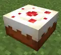 Ein auf Gras liegender Kuchen.