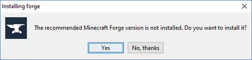 Hier wird nachgefragt, ob ihr die empfohlene Forge-Version haben wollt.