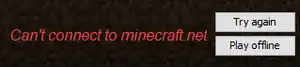 Launcher im Offline-Modus. Diese Anzeige ersetzt das Login unten rechts