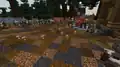 Kühe und Mooshrooms in einem Freigehe, mit dreckigem Untergrund