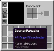 Eine Spitzhacke, die nur den Block „missingno“ abbauen kann
