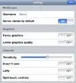 Das alte Optionenmenü in iOS vor Alpha 0.7.0