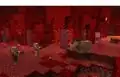 Ein weiterer Screenshot zeigt zwei Schweinis, die einen Eberlein jagen. Netherwarzenblöcke scheinen auf dem Boden zu wachsen.
