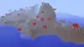 Eine Pilzlandinsel mit einer großen Erhebung