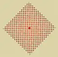 Hier sieht man, wie sich das Redstone-Signal auf einer ebenen Fläche durch die Redstone-Leitung ausbreitet