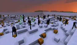 Endermen erschaffen durch das Platzieren geschnitzter Kürbisse Schneegolems.