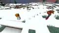 Zwei Schneegolems greifen einen Zombie an.