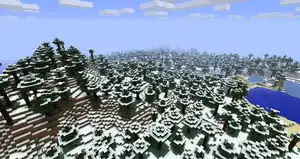 Bis in Vollversion 1.7 die verschneite Taiga eingeführt wurde, war die Taiga mit Schnee bedeckt