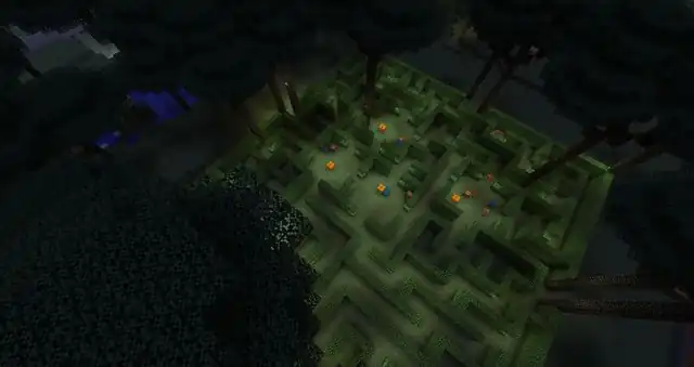 Ein Heckenlabyrinth aus der Luft