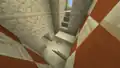 Die kleine Treppe zur zweiten Etage in einem der Türme.