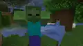 Ein Zombie greift einen Spieler an.