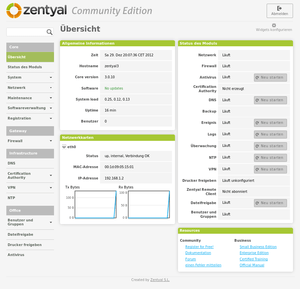 Zentyal 3.0 - Systemstatus Zentyal 3.0 - Systemstatus
