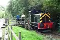 Diesel-Mechanische Rangierlok Ruston & Hornsby 88 „Crabtree“ am Behelfsbahnsteig in Nantmawr (Sep.&nbsp;2018)