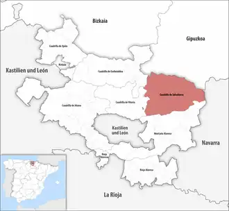 Die Lage der Comarca Cuadrilla de Salvatierra in der Provinz Álava