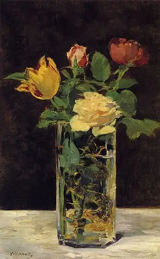 Édouard Manet: Rosen und Tulpen in einer Vase (Privatsammlung)