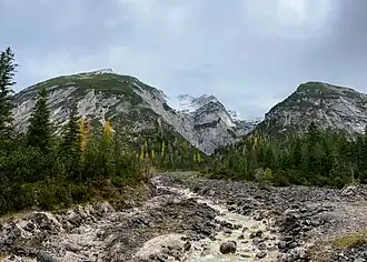 Unterer Spitzhüttenkopf (links) vom Hinterautal.