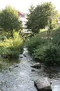 Die Mündung des Pfedelbaches (hier Schleifbach genannt) in die Ohrn in Öhringen