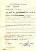 Übernahmeprotokoll eines Ackergrundstücks auf der Gemarkung Gruorn im Jahr 1938 durch die Reichsumsiedelungsges.