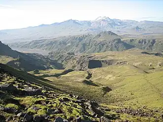 Tindfjallajökull im Hintergrund jenseits der Þórsmörk
