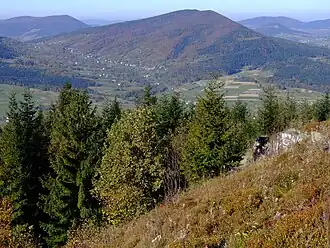 Blick vom Łopień (951 m) auf die Śnieżnica