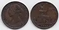 Farthing von 1875, Victoria. Bronze.
