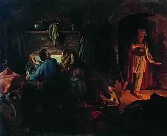 Die Kinder des Geizhalses (russisch Дети скупого, 1864) Regionalmuseum der Schönen Künste Archangelsk