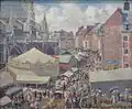 La Foire autour de l’égilse Saint-Jacques, Dieppe, matin, soleil