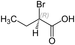Strukturformel von (R)-2-Brombutansäure