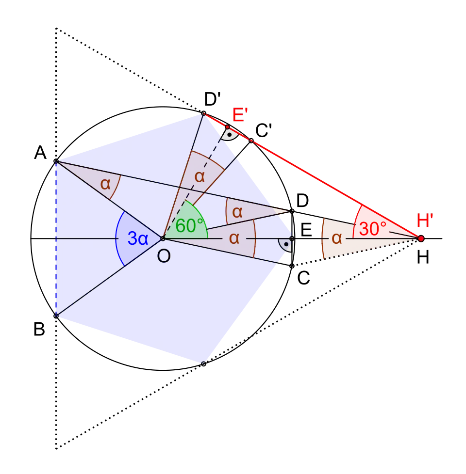 Beweisskizze zur Dreiteilung des Zentriwinkels eines regelmäßigen Polygons