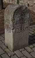 Halbmeilenstein als Kilometerstein im OT Steinbach
