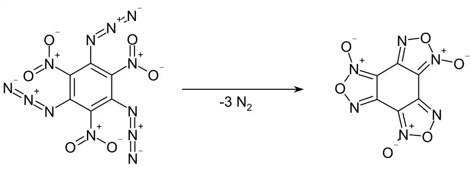 Zersetzung von 1,3,5-Triazido-2,4,6-trinitrobenzol