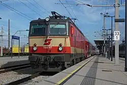 ÖBB 1144 117 am Bahnhof Tulln, April 2021.