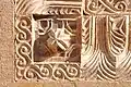 Detail der Skulptur von einem Rahmen an der nördlichen Fassade das Ġazaleh-Haus
