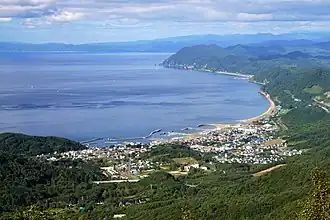 Blick auf den Ort Toyoura und die Bucht