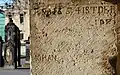 Unvollendete Inschrift an einem der Strebepfeiler: „Anno 1654 ist der / IDF / Johan“