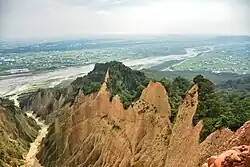 Blick vom Huoyanshan auf den Da’an-Fluss