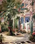 Das Innere des Palmenhauses auf der Pfaueninsel, 1834, Gemälde von Carl Blechen