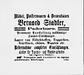 Werbeanzeige der Fa. Bernard Stadler von März 1888