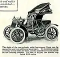 Anzeige für ein Knox Runabout (USA, 1905) mit aufklappbarem Sitz in der Spritzwand. Die Haltegriffe für die Passagiere sind gut sichtbar