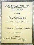 Anteilschein am Haus des Corps Austria Frankfurt am Main
