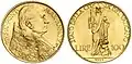100 Lire Pius&nbsp;XI. aus 1931, 8,8&nbsp;g Raugewicht